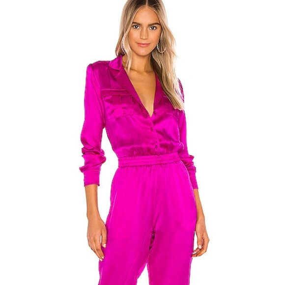 Amanda Uprichard Felix Jumpsuit Revolve 100% Silk Pink Size Medium - Picture 8 of 8